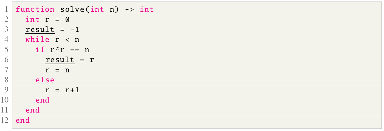 Program 3.1: Natural square root solver